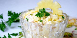 Салат курица с ананасом и сыром