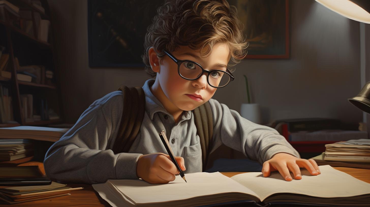 child doing homework фото