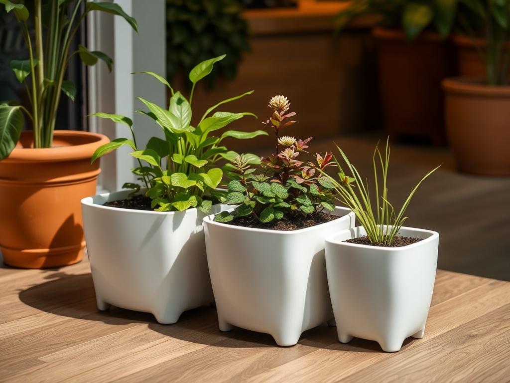 Floor planters with self-watering system Floor planters with self-watering systemфото