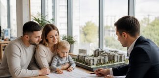 Семья выбирает квартиру в новостройке